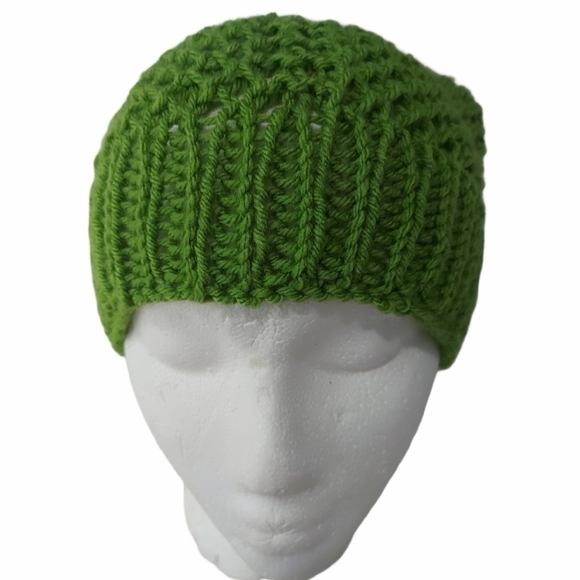 Hand Knit Moss Green Adult Cottagecore Bandana - Picture 3 of 5